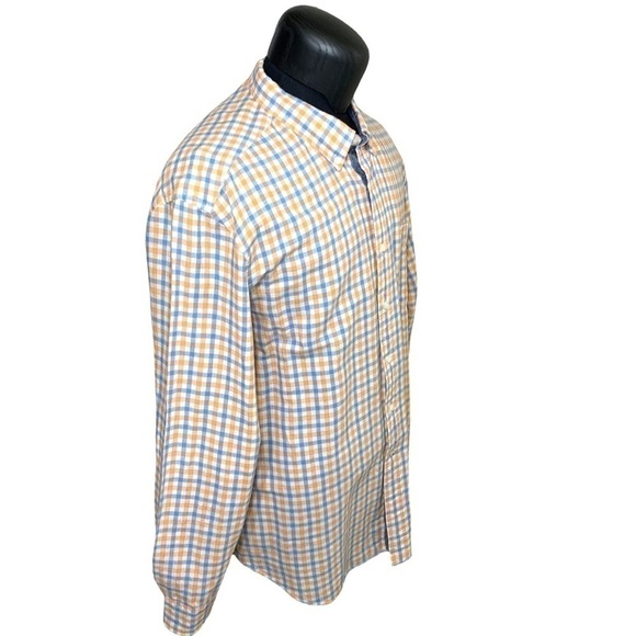 Nautica Blue Orange Plaid Linen Blend Casual Button Down Shirt Long Sleeves XXL - Picture 2 of 12